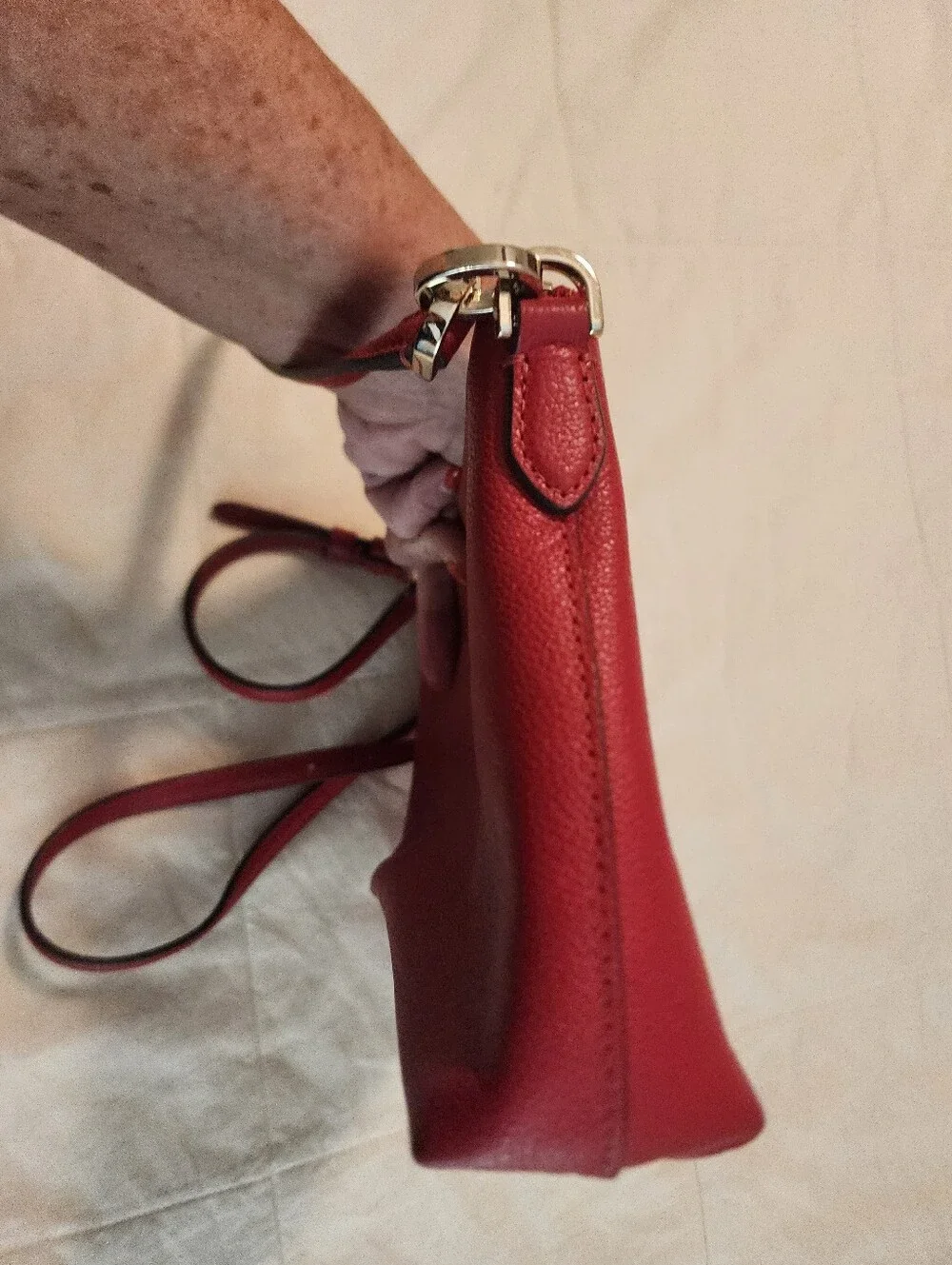 Kate Spade Red Textured Leather Crossbody Bag Gold Hardware Exc Condition